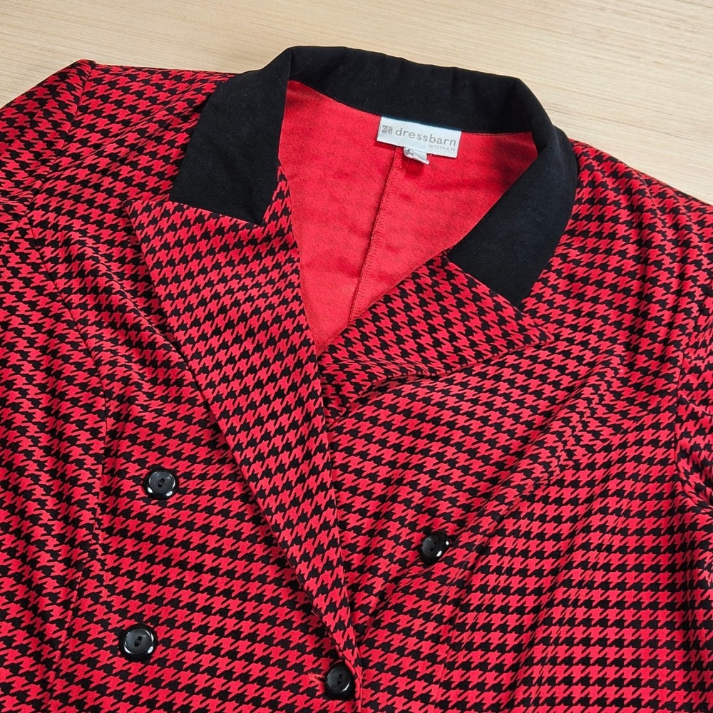Dressbarn Double Breasted Houndstooth Blazer Woman 18W Red Jacket Career